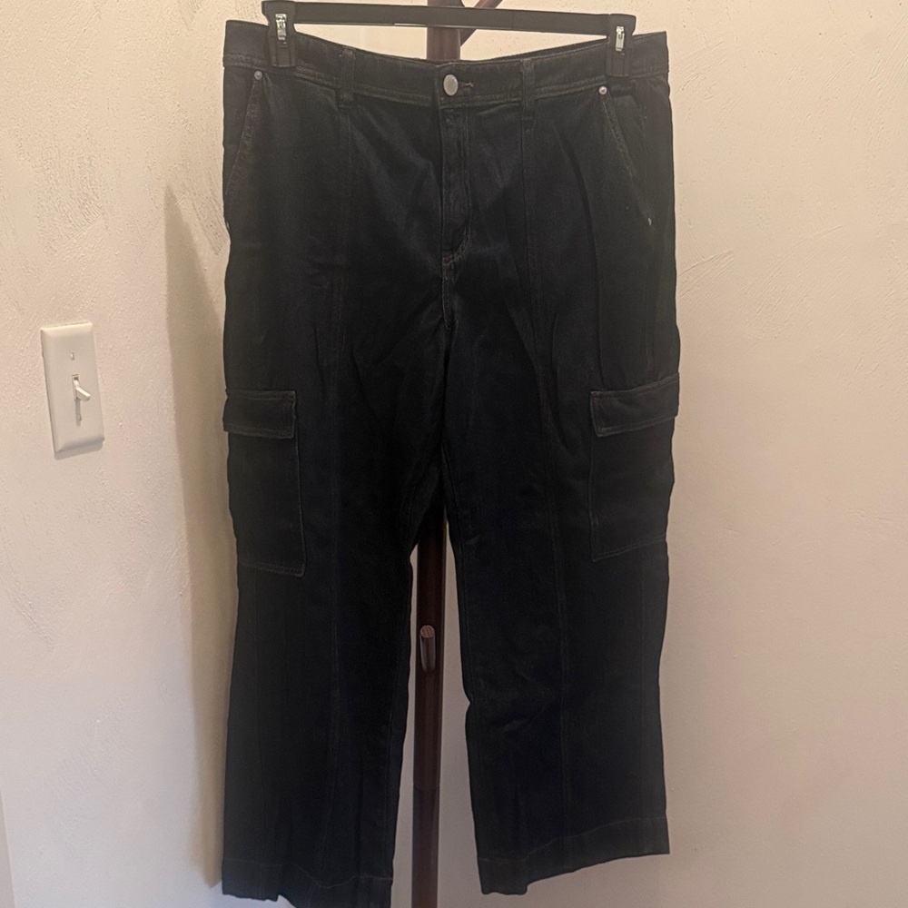 Lane Bryant Black Wide Leg Jean Cargo Pants